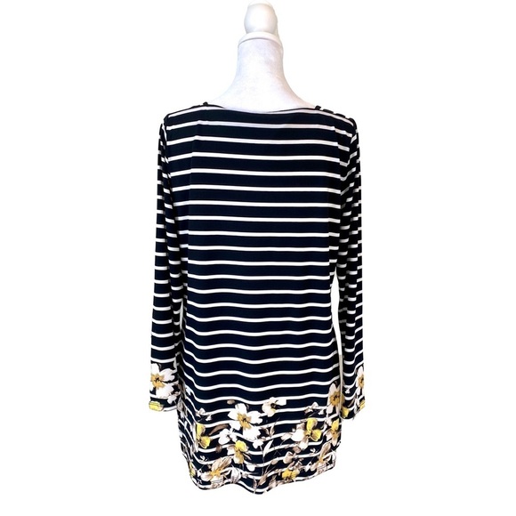 Susan Graver Floral Print Square Neck Long Sleeve Top Size XS - Picture 4 of 9